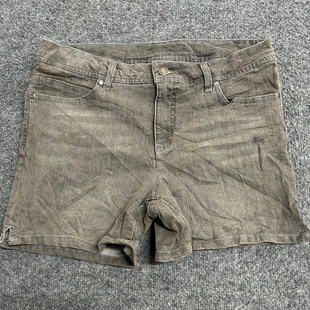 Faded Glory Shorts Womens Size 14 Gray Wash Denim Casual Stretch Mid Rise 69288